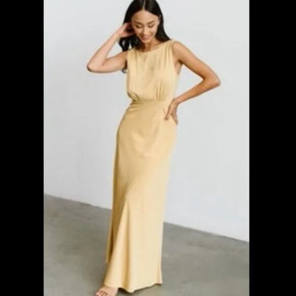 BALTIC BORN Molly Mod Maxi Dress Pale Mustard Butter Yellow Size Medium NWT New - Picture 11 of 12